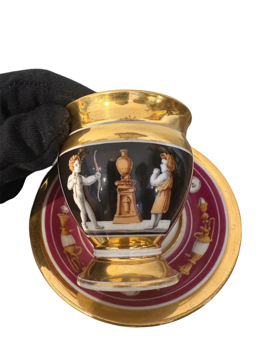 Servizio da cioccolata o caffè in porcellana francese, epoca Impero-photo-4
