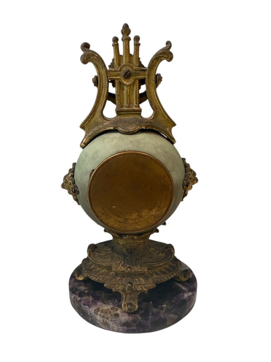 Trittico inglese da caminetto in porcellana di Witchwood, bronzo dorato e Blue John –XIX secolo-photo-4