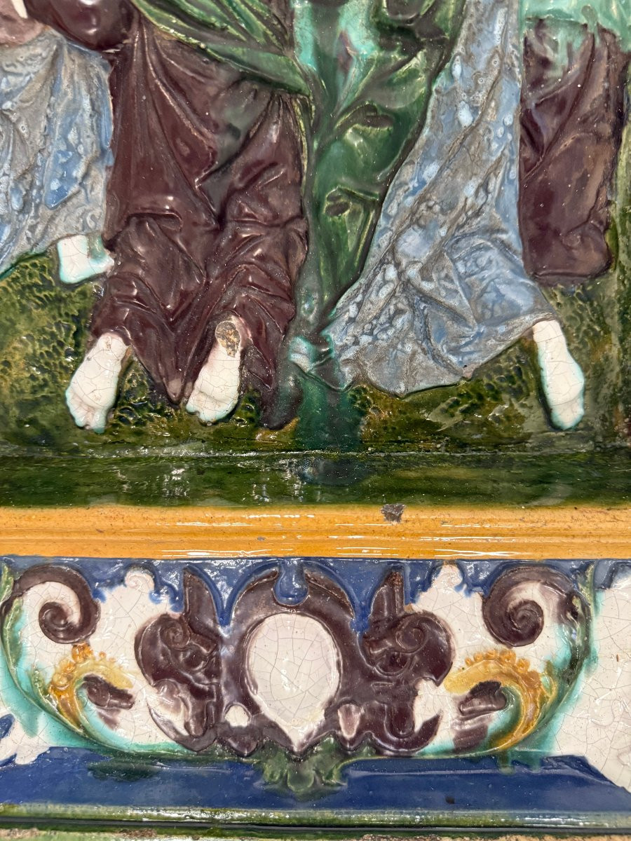 Grande placca votiva in maiolica policroma a rilievo, Sicilia (Caltagirone?), XVII secolo-photo-2