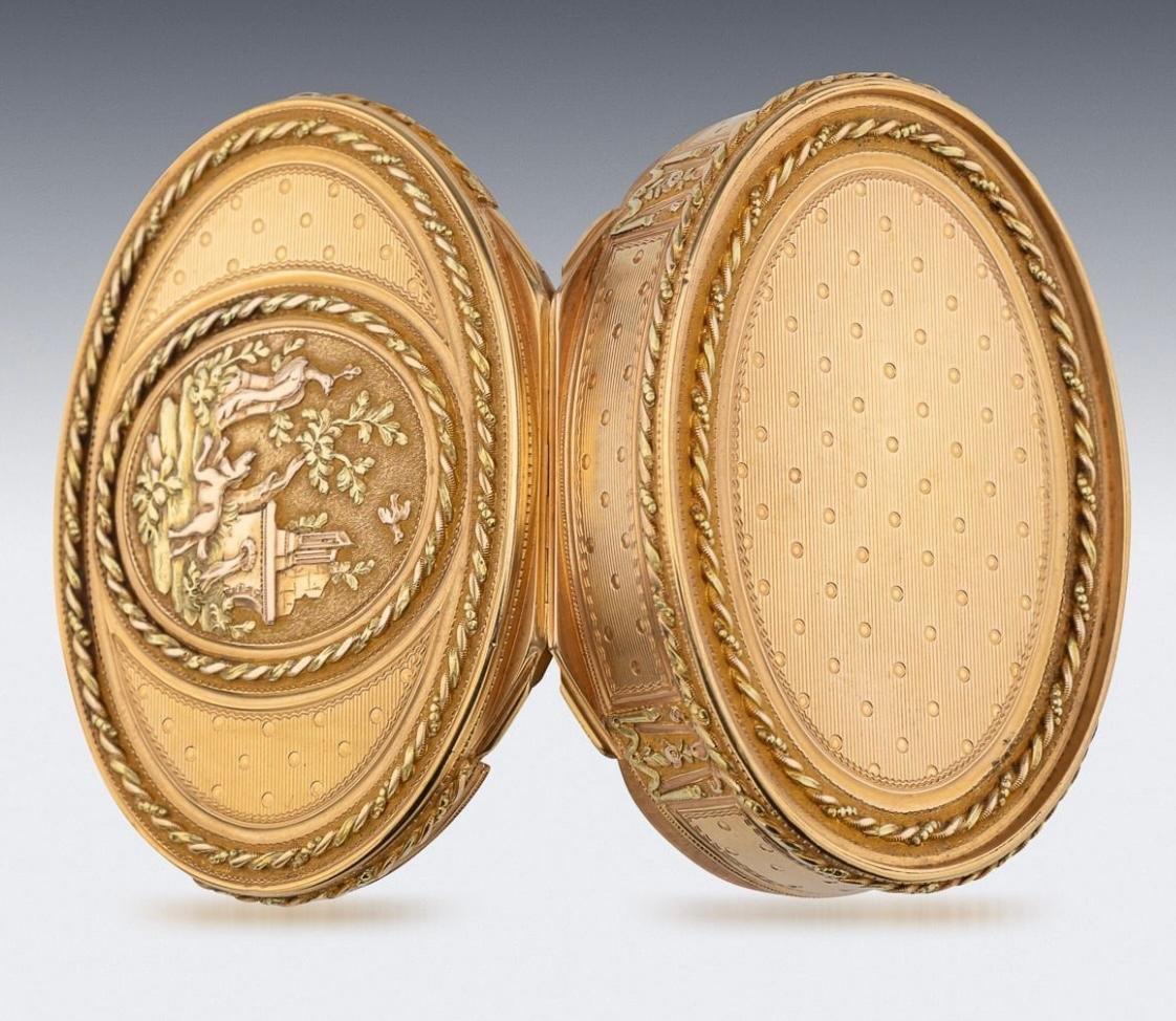 Tabacchiera ovale in oro a due colori, Parigi, c. 1780–1790, epoca Luigi XVI-photo-4