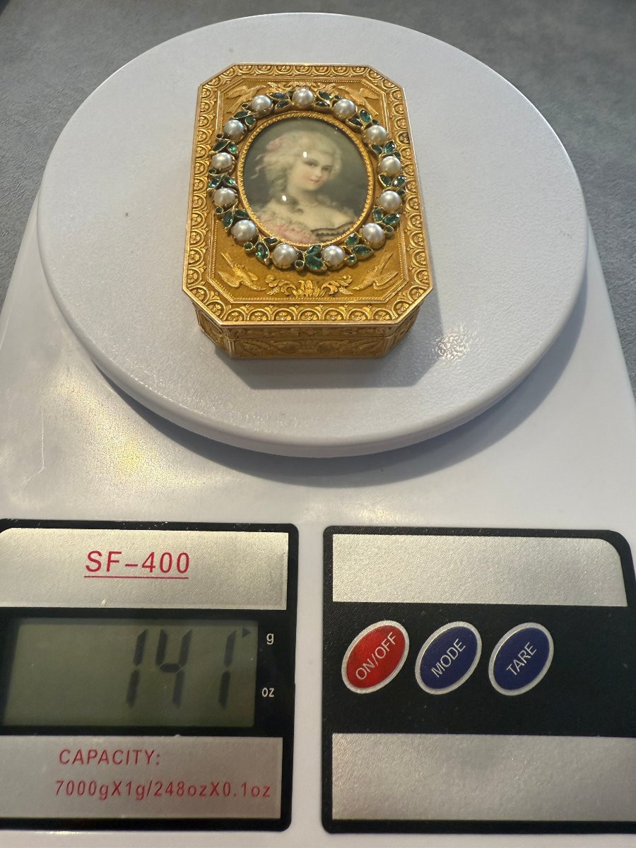 Tabacchiera in oro con miniatura firmata Jean-Baptiste Isabey (Nancy 1767 – Parigi 1855)-photo-5