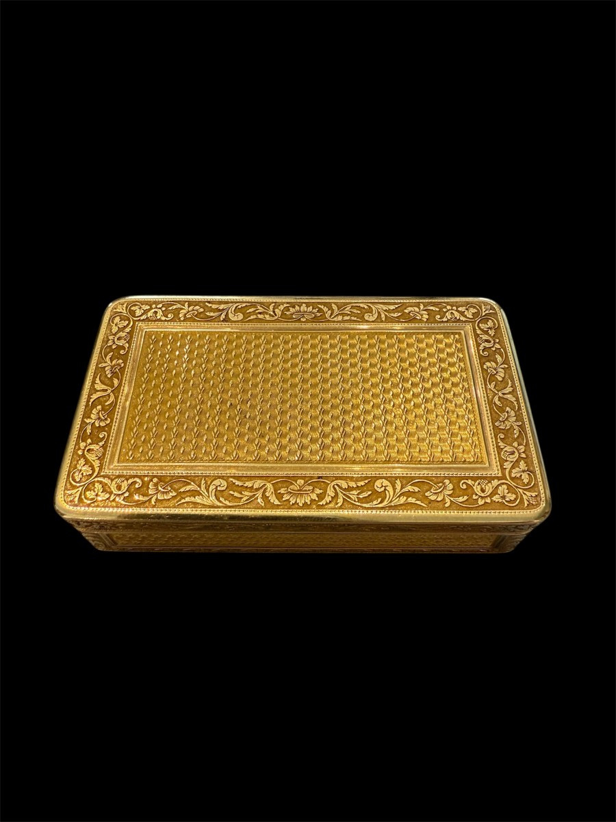 Tabacchiera rettangolare in oro, Francia, circa 1840–1860.