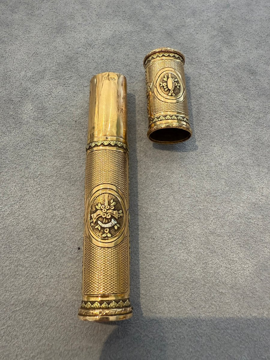 Etui “nécessaire à écrire” in oro inciso e guilloché-photo-1