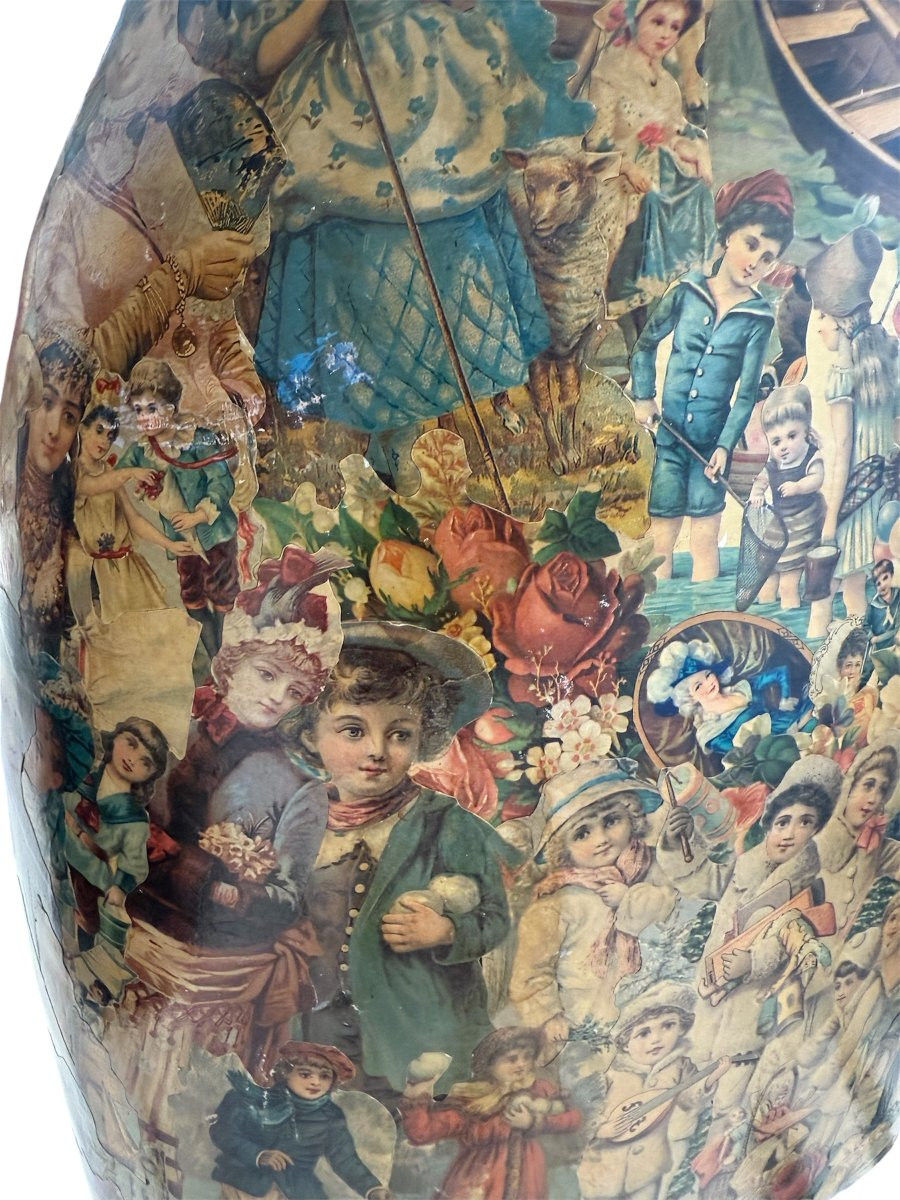 Coppia di manichini da sartoria con applicazioni di carta stampata (découpage)-photo-1