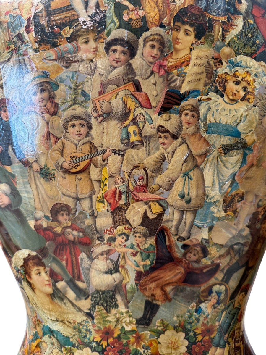 Coppia di manichini da sartoria con applicazioni di carta stampata (découpage)-photo-8
