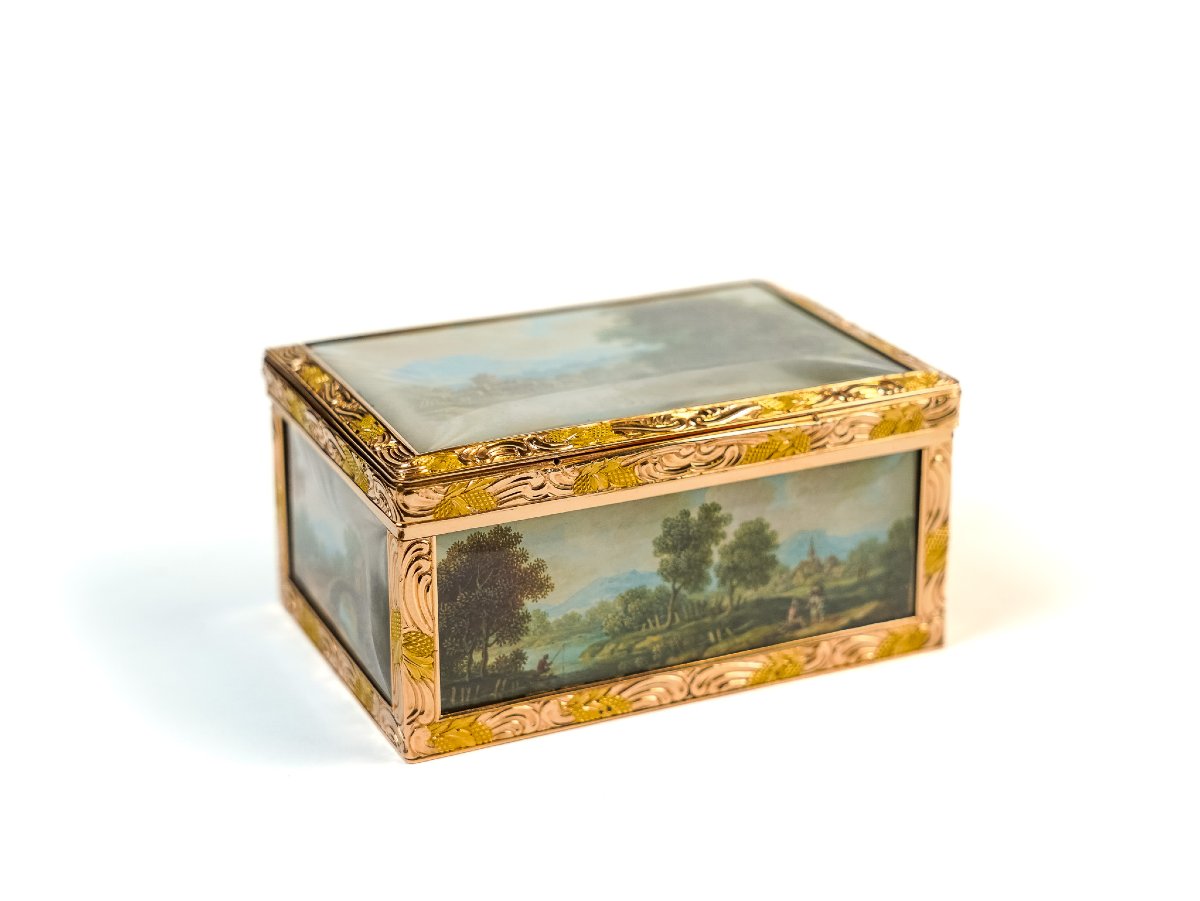 Tabacchiera in oro con miniature paesaggistiche  Germania, Berlino, ca. 1840-photo-2