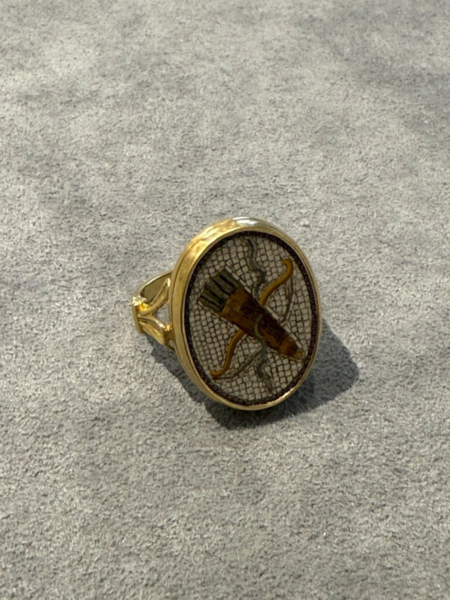 Anello in oro con micromosaico, Roma, fine XVIII secolo, attribuito a Giacomo Raffaelli-photo-2