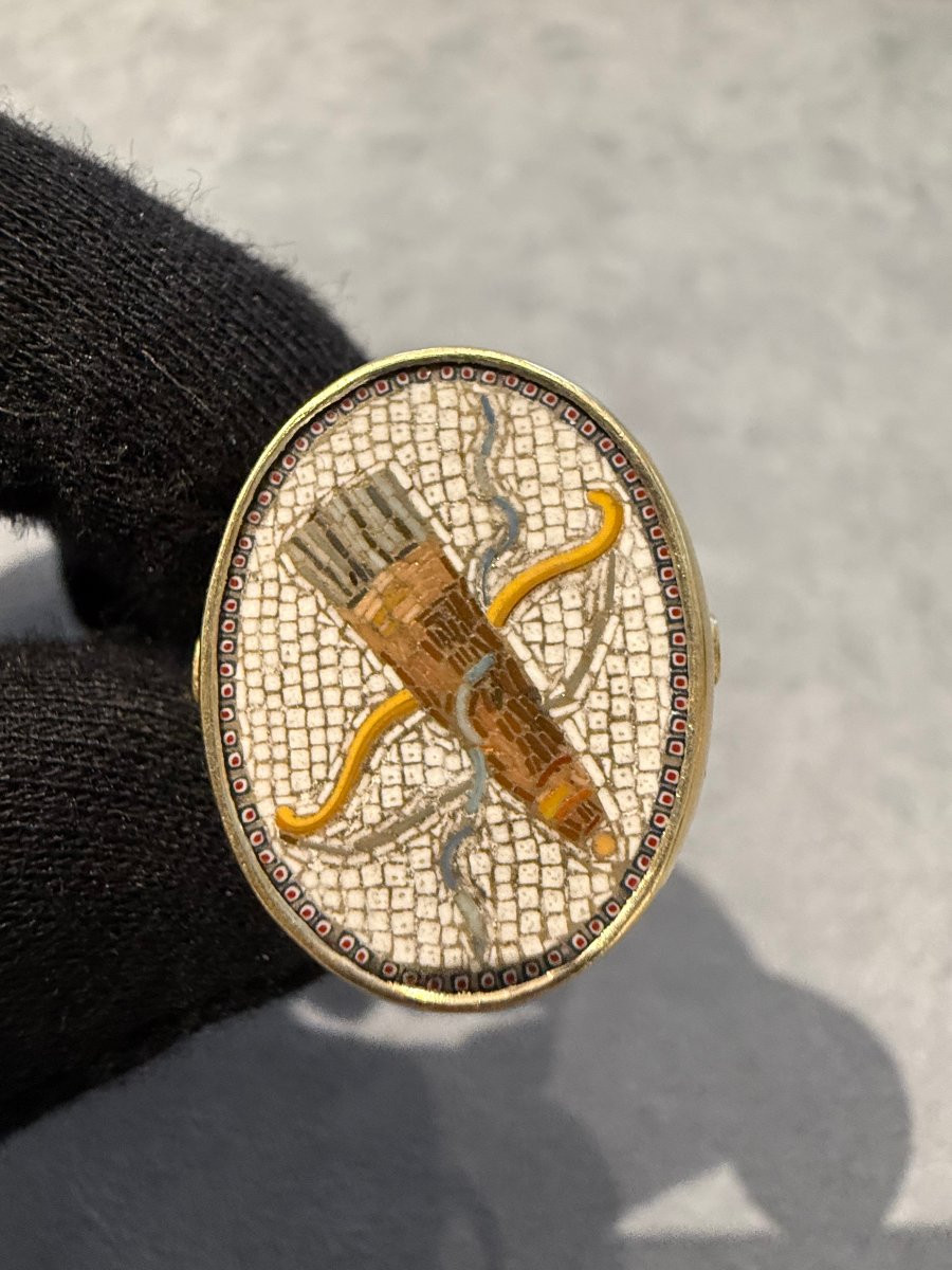 Anello in oro con micromosaico, Roma, fine XVIII secolo, attribuito a Giacomo Raffaelli-photo-2