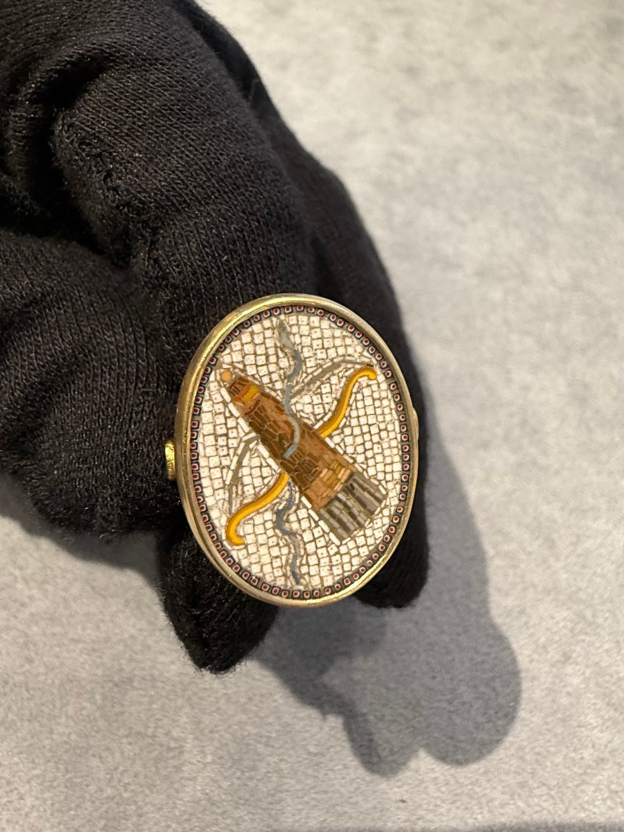 Anello in oro con micromosaico, Roma, fine XVIII secolo, attribuito a Giacomo Raffaelli-photo-5