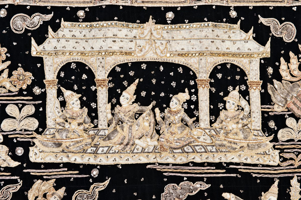 Kalaga birmano con scene di corte reale-photo-2