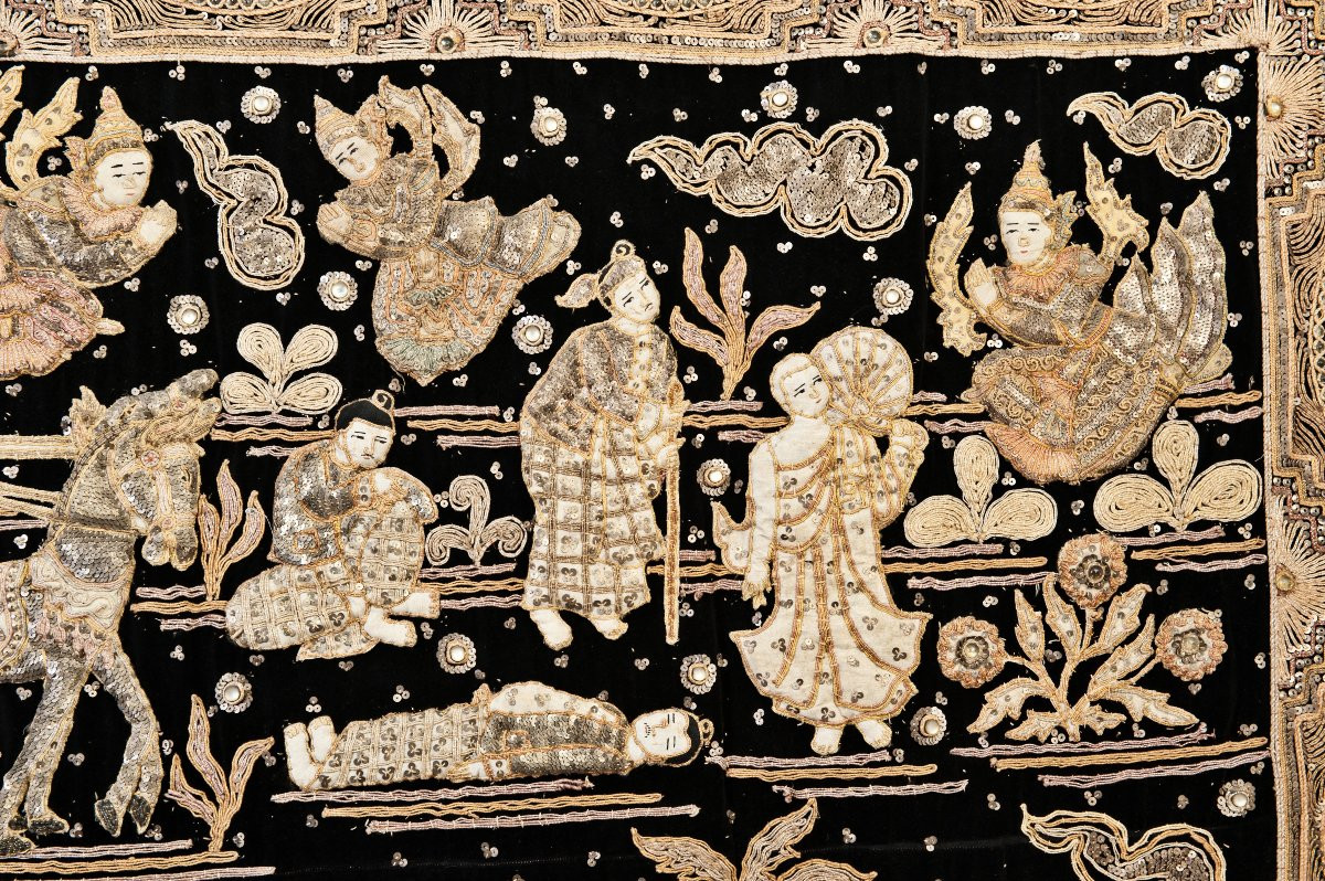 Kalaga birmano con scene di corte reale-photo-2