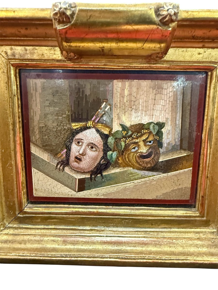 Micromosaico romano con maschere teatrali-photo-2