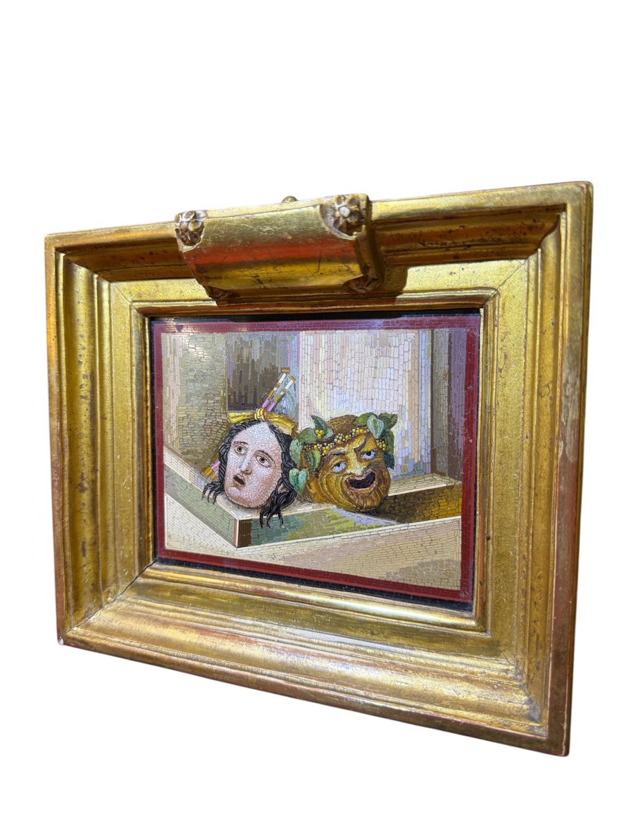 Micromosaico romano con maschere teatrali-photo-3