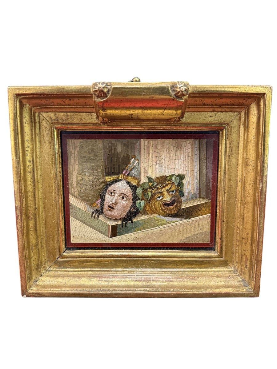 Micromosaico romano con maschere teatrali