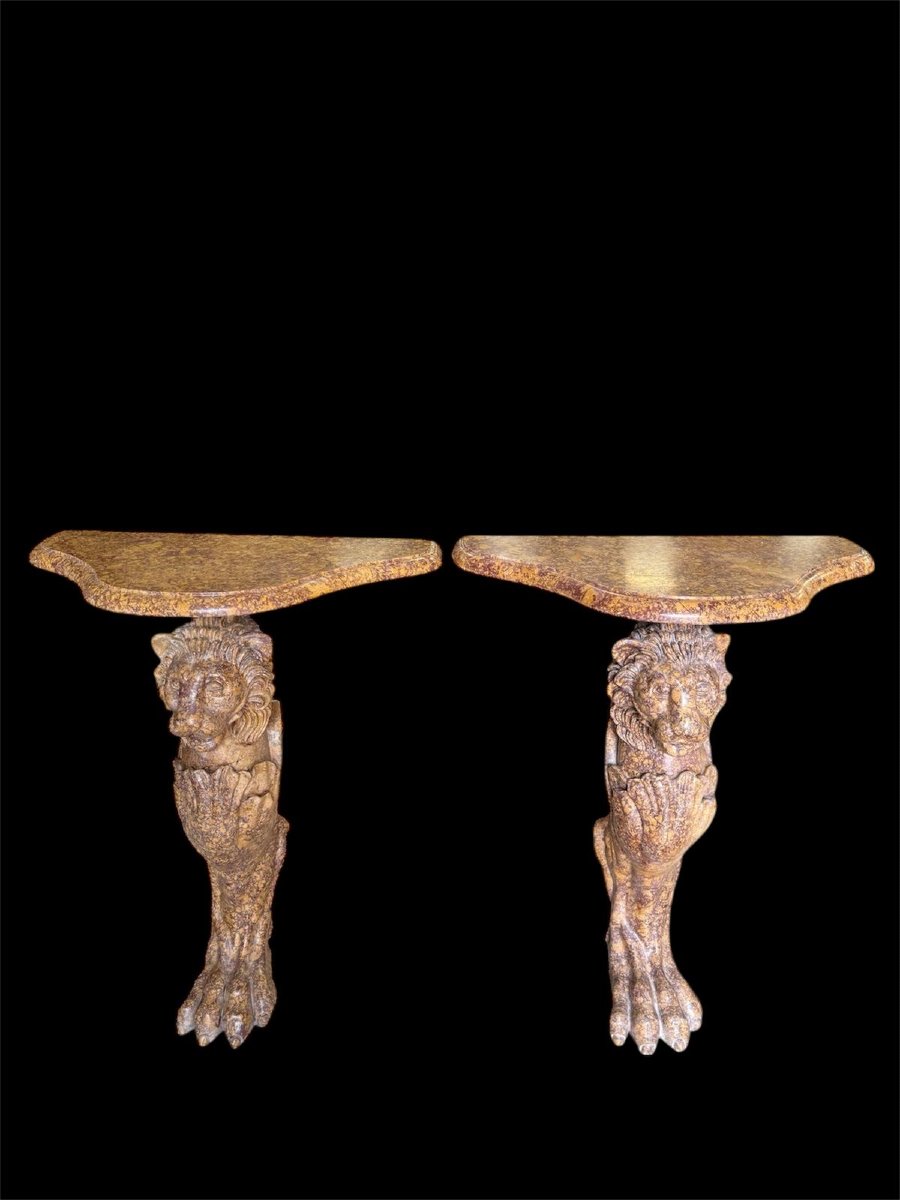 Coppia di console in marmo giallo antico-photo-2