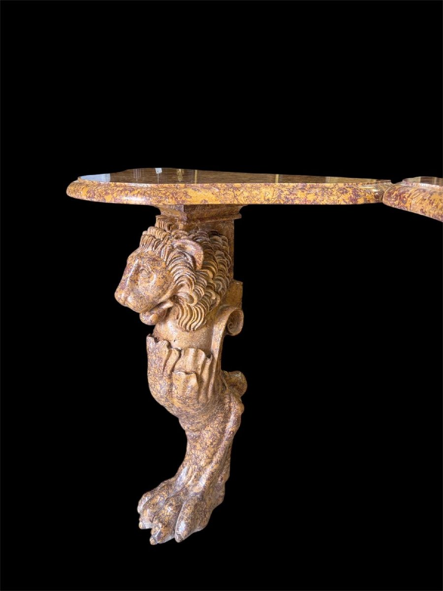 Coppia di console in marmo giallo antico-photo-4