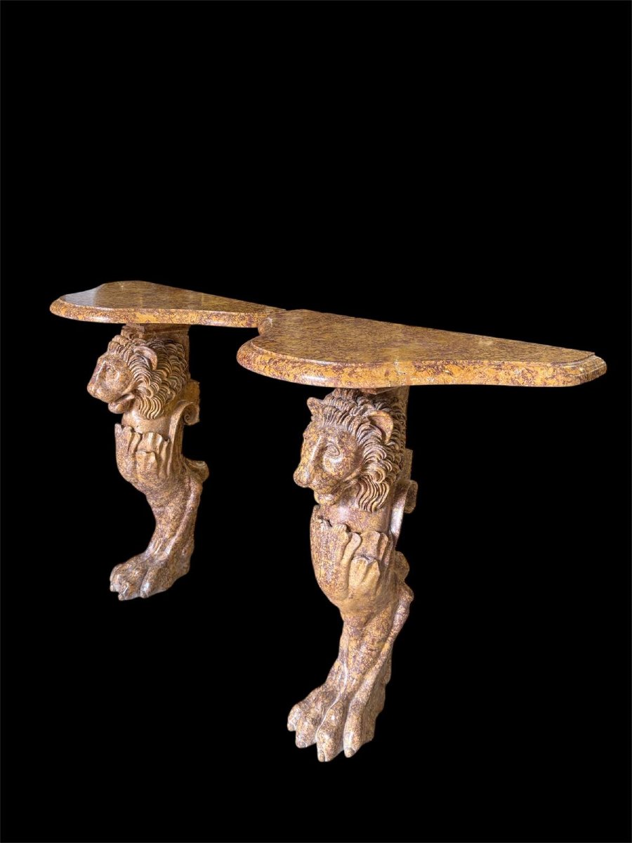 Coppia di console in marmo giallo antico-photo-1