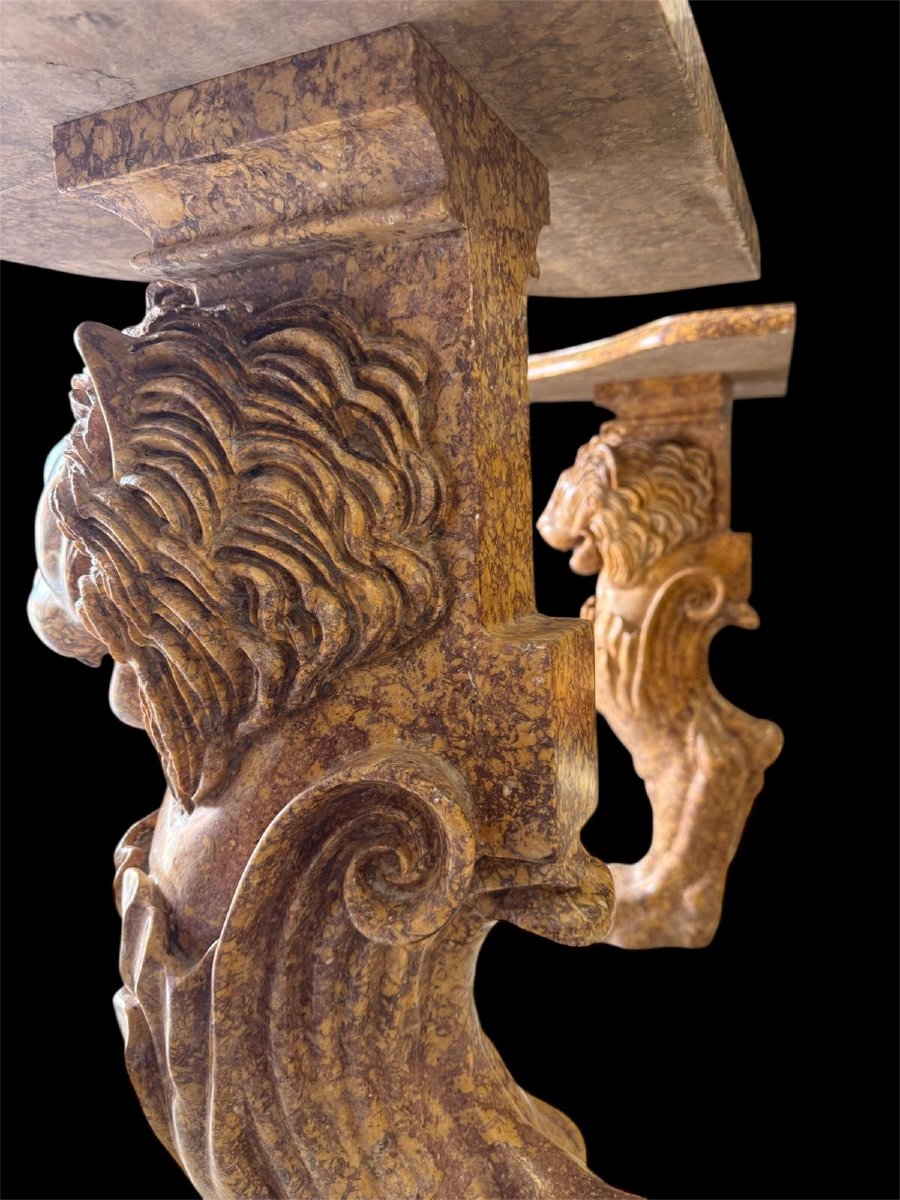 Coppia di console in marmo giallo antico-photo-3