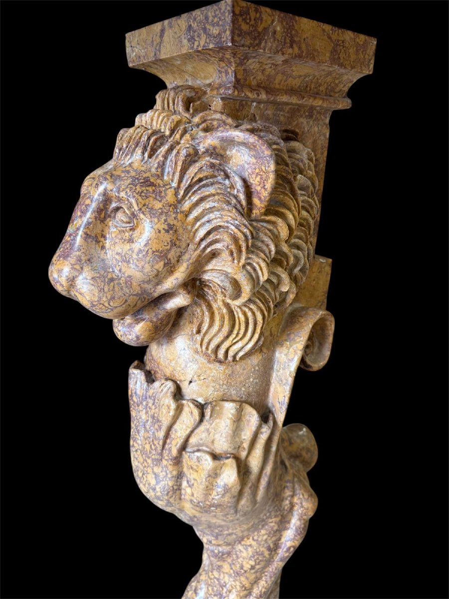 Coppia di console in marmo giallo antico-photo-6