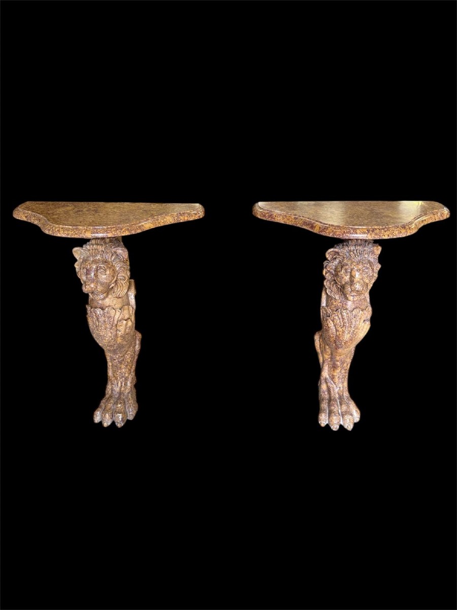 Coppia di console in marmo giallo antico