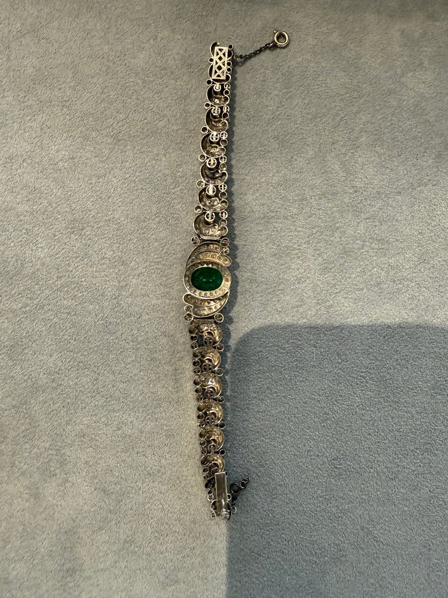 Bracciale in Platino con Smeraldo e Diamanti-photo-1
