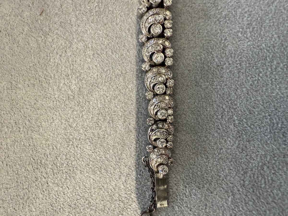 Bracciale in Platino con Smeraldo e Diamanti-photo-2