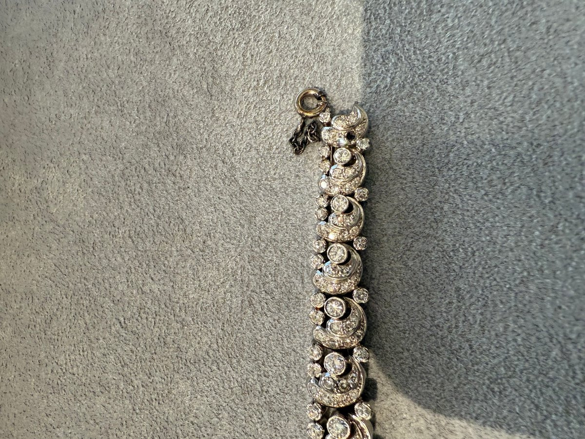 Bracciale in Platino con Smeraldo e Diamanti-photo-3