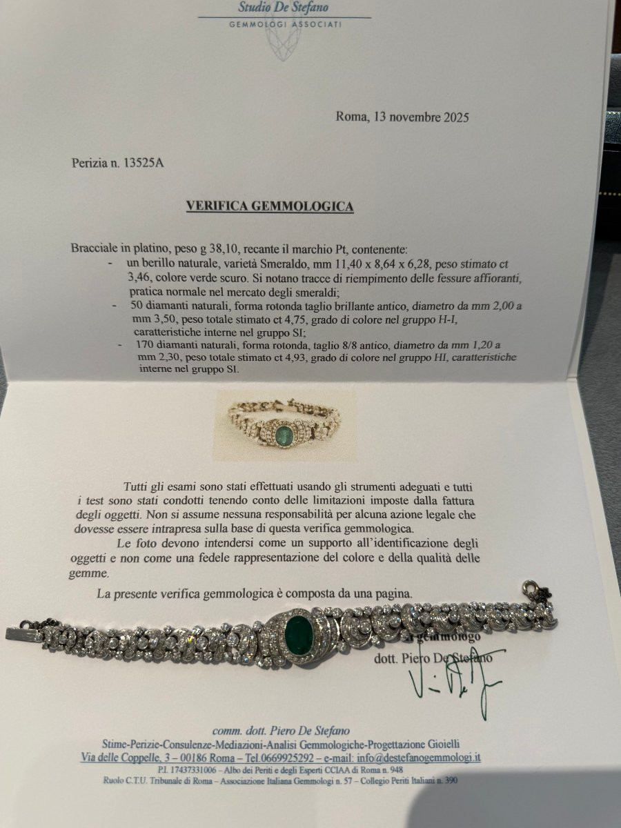 Bracciale in Platino con Smeraldo e Diamanti-photo-4