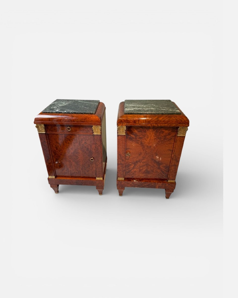 Coppia di comodini francesi in radica di tuia, XIX secolo-photo-2