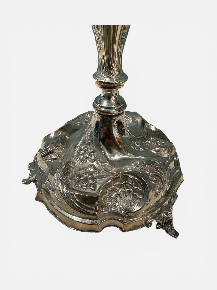 Elegante coppia di candelieri a una luce in argento-photo-4