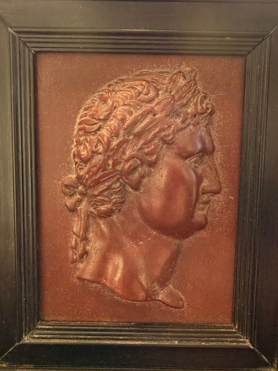 Bassorilievo in marmo rosso antico raffigurante un imperatore romano-photo-3