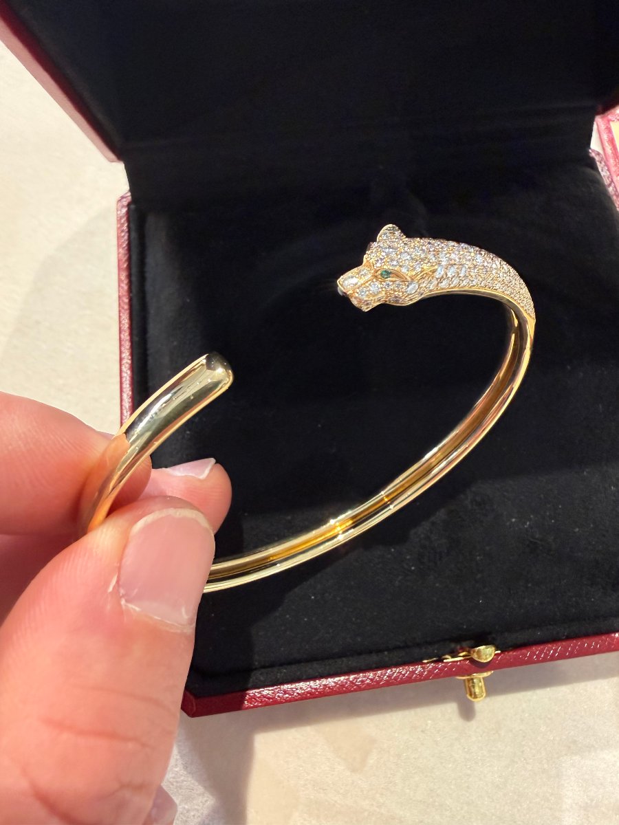 Cartier Panthère de Cartier – Bracciale Modello Piccolo Half-Pavé in Oro Giallo 18 kt con Diama-photo-3