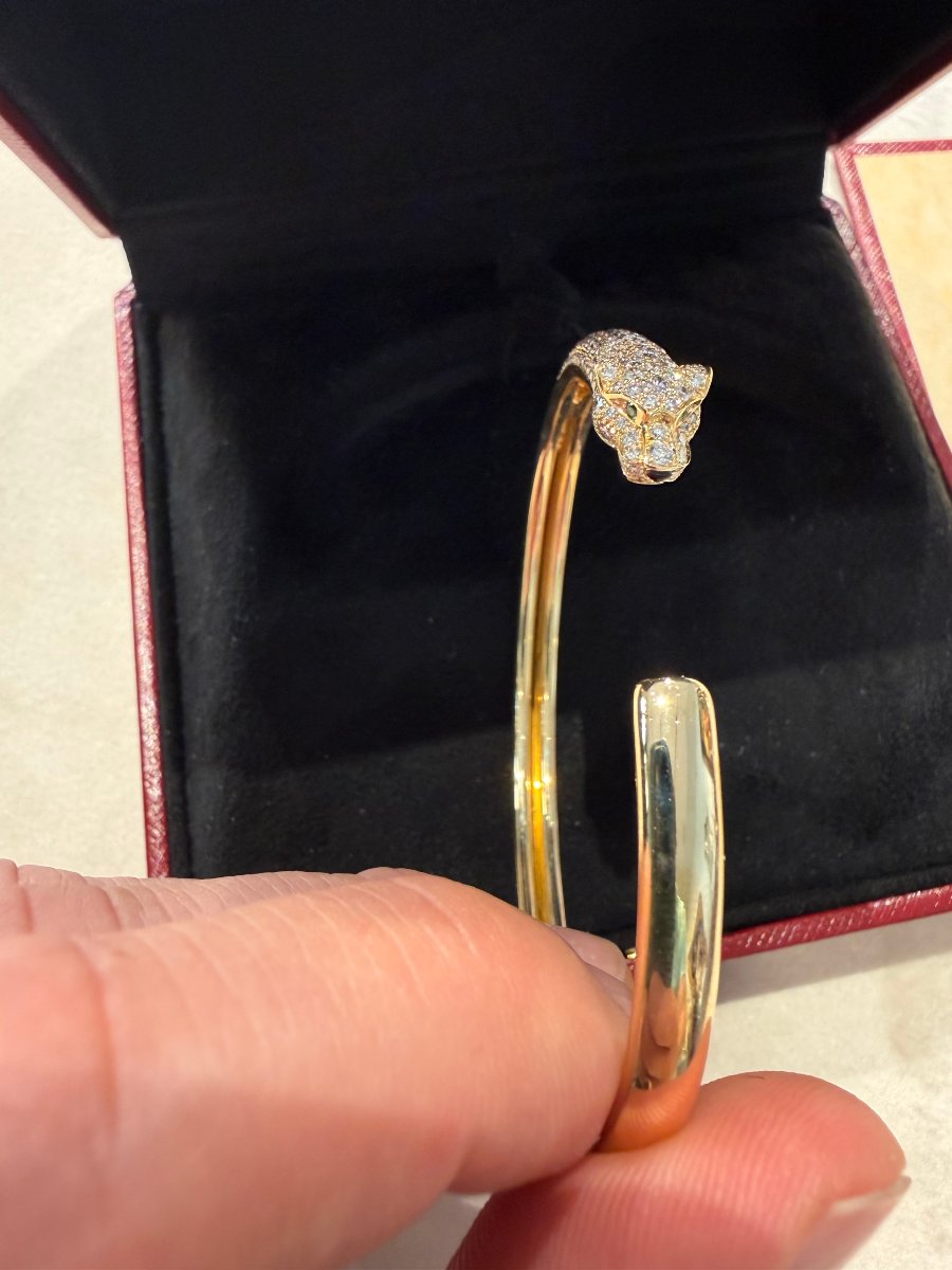 Cartier Panthère de Cartier – Bracciale Modello Piccolo Half-Pavé in Oro Giallo 18 kt con Diama-photo-4