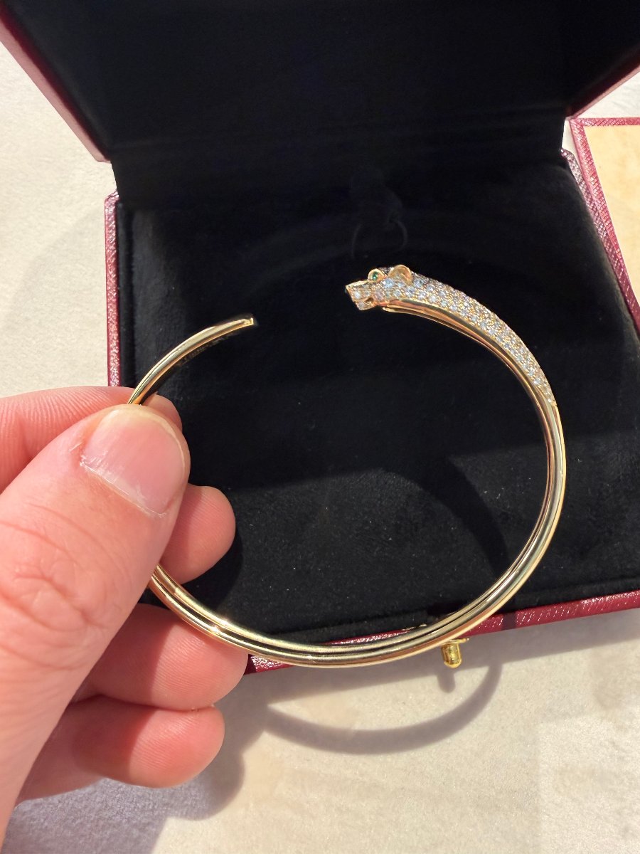 Cartier Panthère de Cartier – Bracciale Modello Piccolo Half-Pavé in Oro Giallo 18 kt con Diama-photo-2