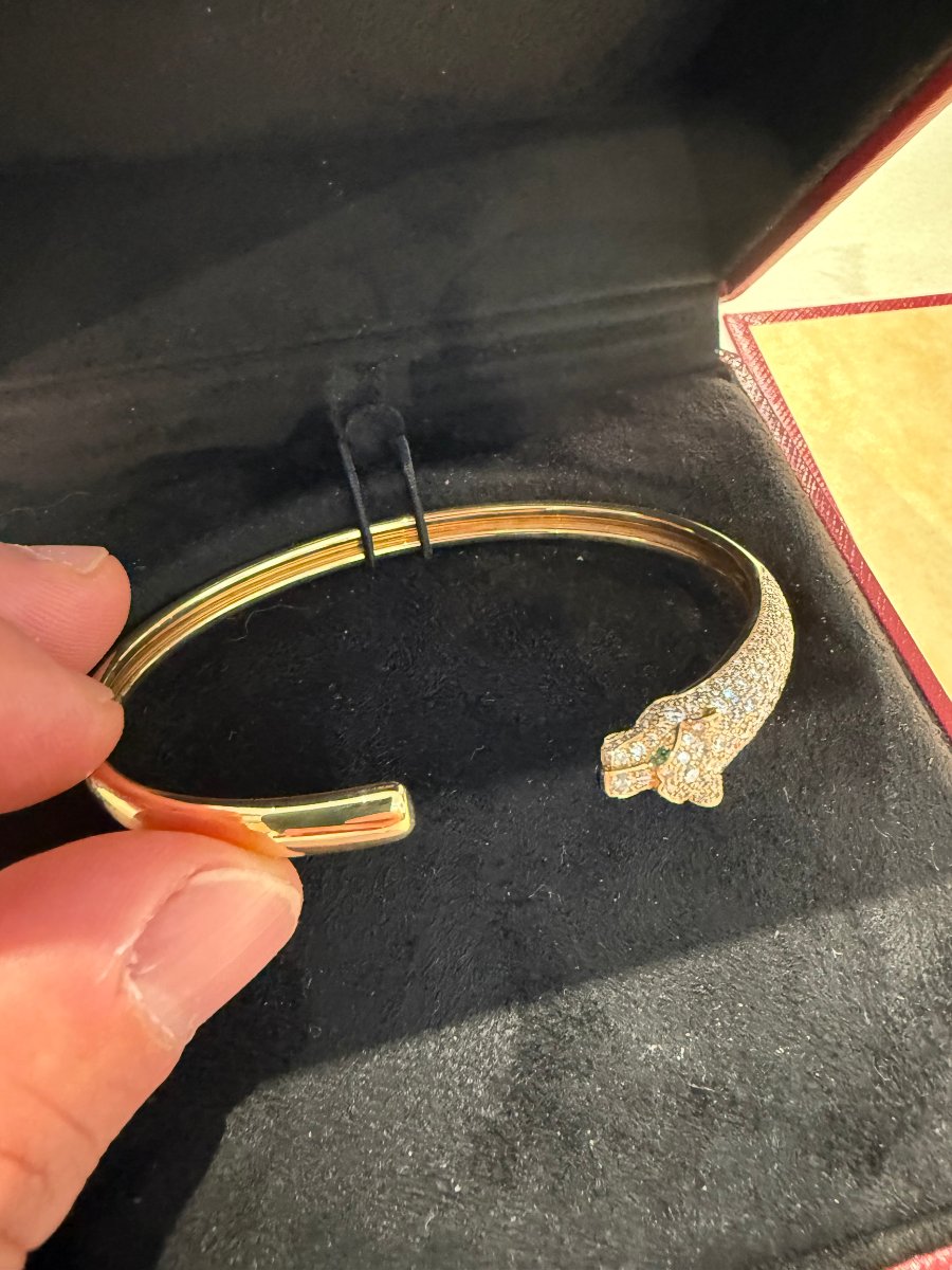 Cartier Panthère de Cartier – Bracciale Modello Piccolo Half-Pavé in Oro Giallo 18 kt con Diama-photo-5