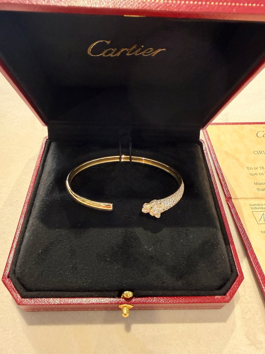 Cartier Panthère de Cartier – Bracciale Modello Piccolo Half-Pavé in Oro Giallo 18 kt con Diama