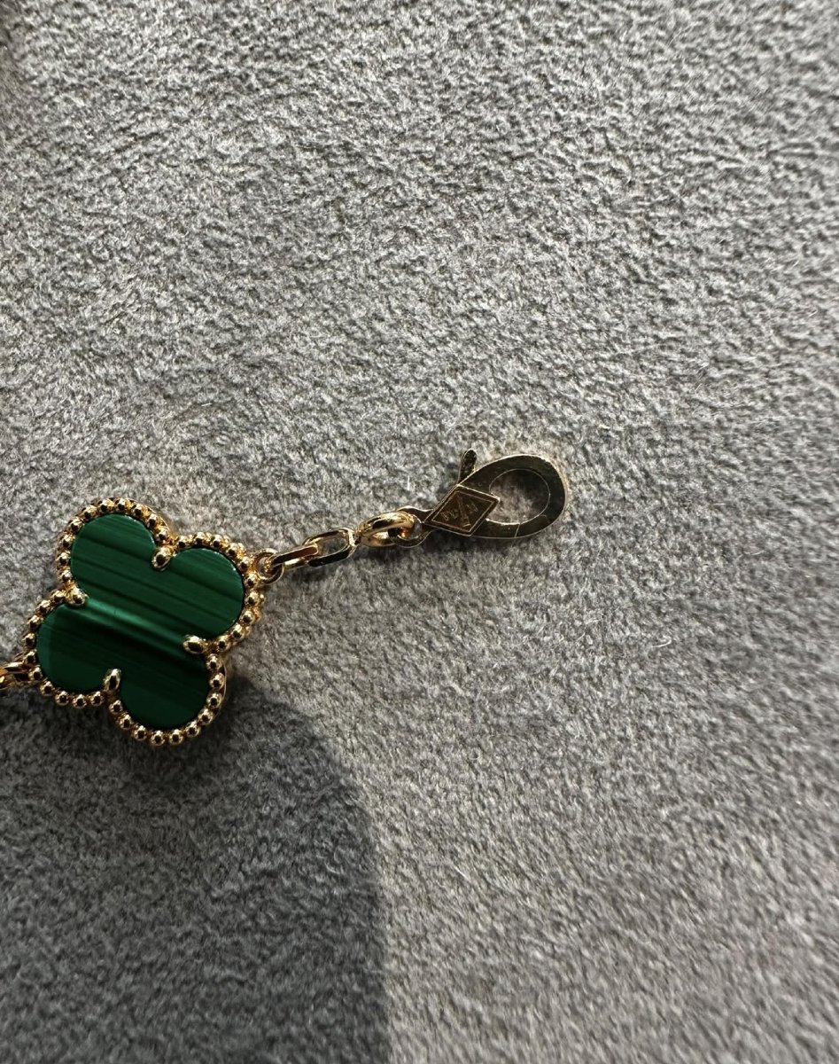 Van Cleef & Arpels Vintage Alhambra – Bracciale 5 Motivi in Oro Giallo 18 kt e Malachite-photo-3