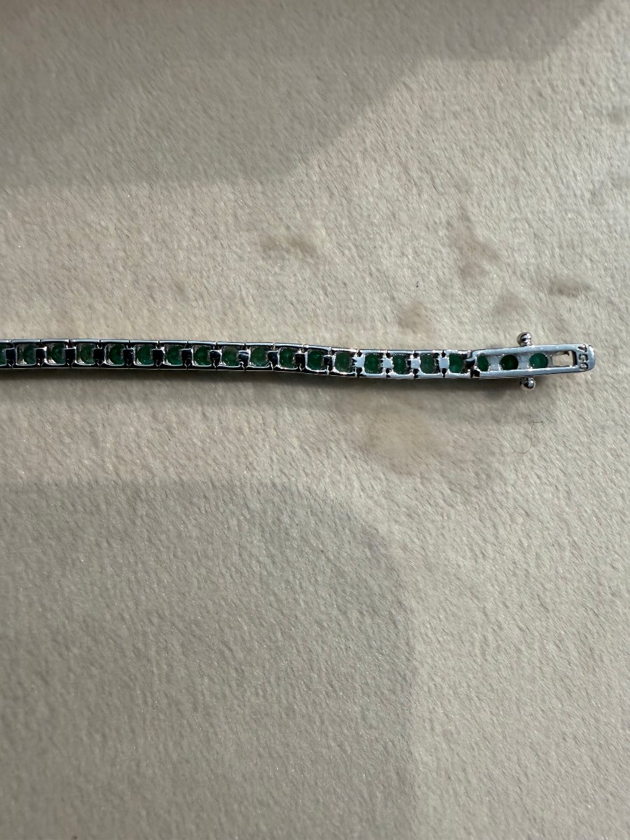 Bracciale tennis Made in Italy in oro bianco 18 kt con smeraldi naturali.-photo-1