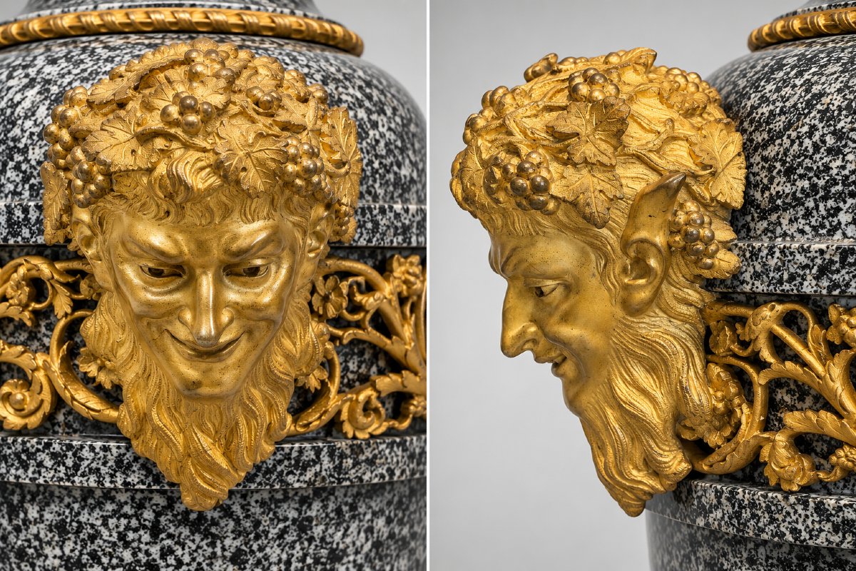 Coppia di vasi con coperchio in porfido grigio e bronzi, attribuiti a Pierre-Philippe Thomire-photo-2