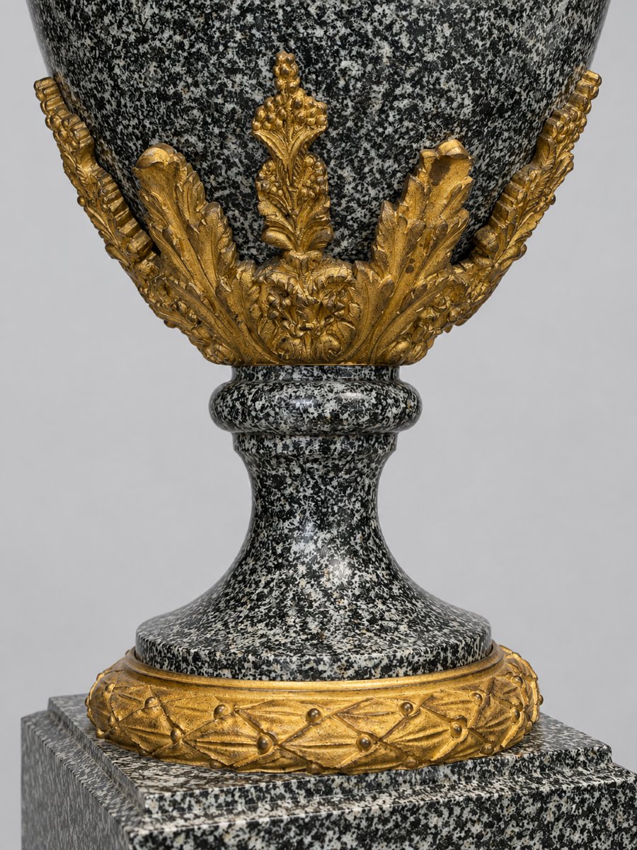 Coppia di vasi con coperchio in porfido grigio e bronzi, attribuiti a Pierre-Philippe Thomire-photo-3