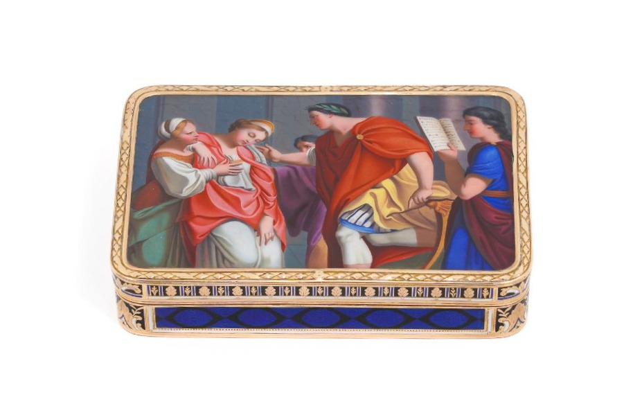 Tabacchiera in oro e smalti policromi, Jean George Rémond & Compagnie, Ginevra, 1804–1811