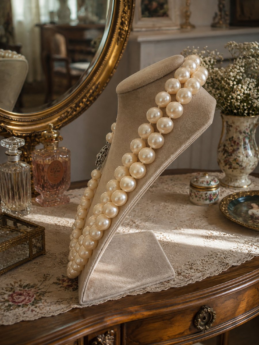 Collana a due fili di perle coltivate con chiusura in argento-photo-3
