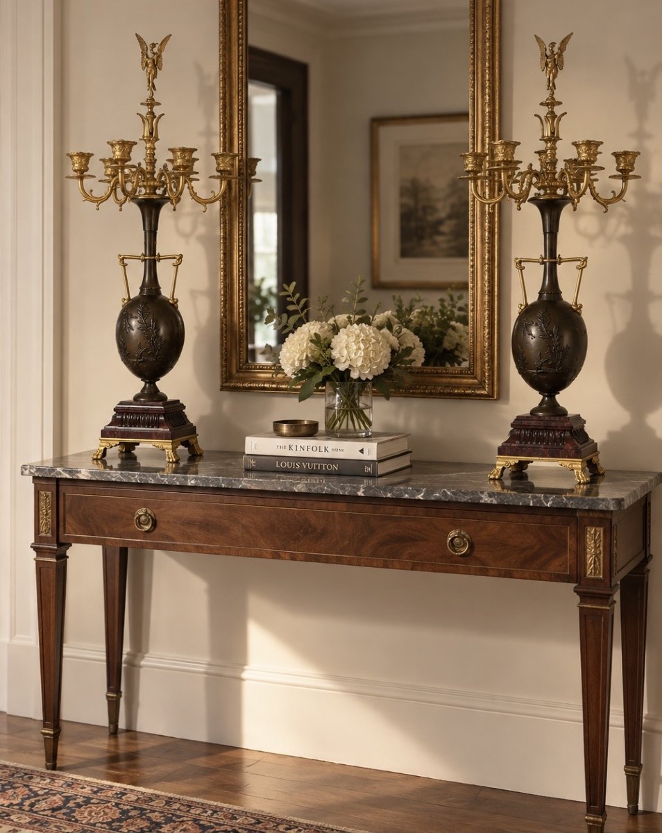 Coppia di importanti vasi-candelabri in bronzo firmati Ferdinand Barbedienne e Henry Cahieux-photo-2