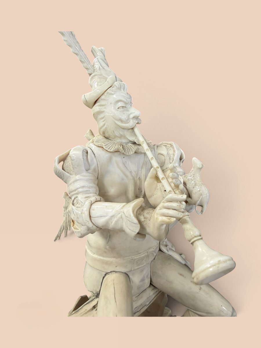 Scultura tedesca in avorio raffigurante un pifferaio, XIX secolo-photo-2