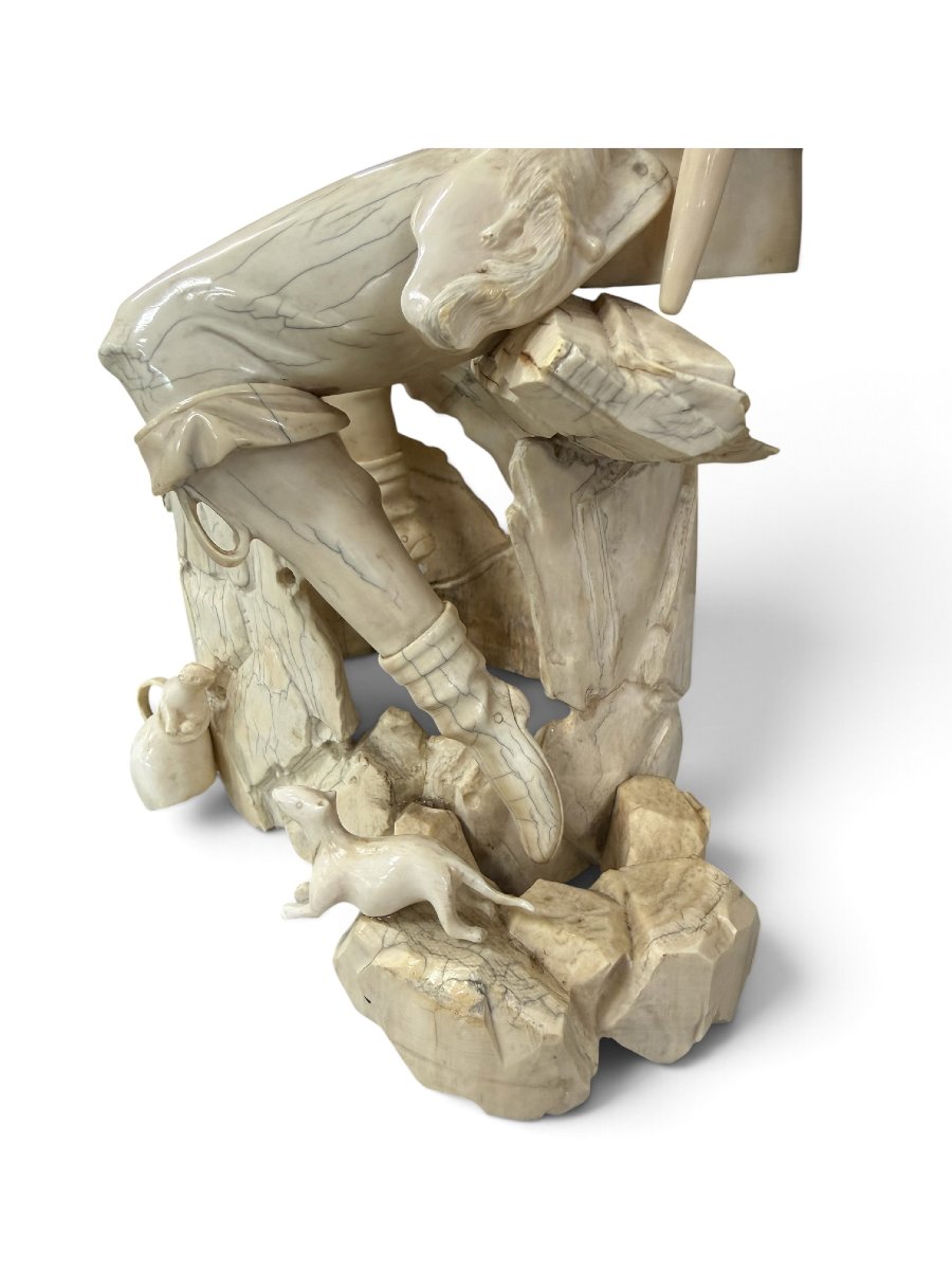 Scultura tedesca in avorio raffigurante un pifferaio, XIX secolo-photo-4