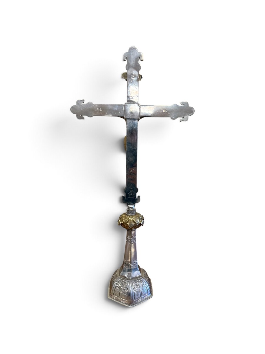 Importante croce d’altare in argento e argento dorato – Germania meridionale, probabilmente Aug-photo-3
