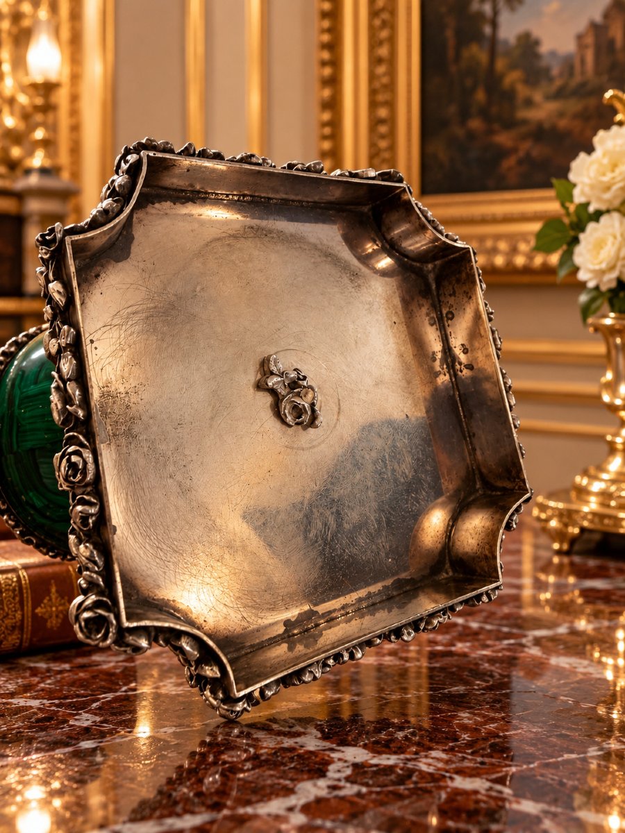 Uovo in malachite, argento e argento dorato con sigillo napoleonico, Francia-photo-2