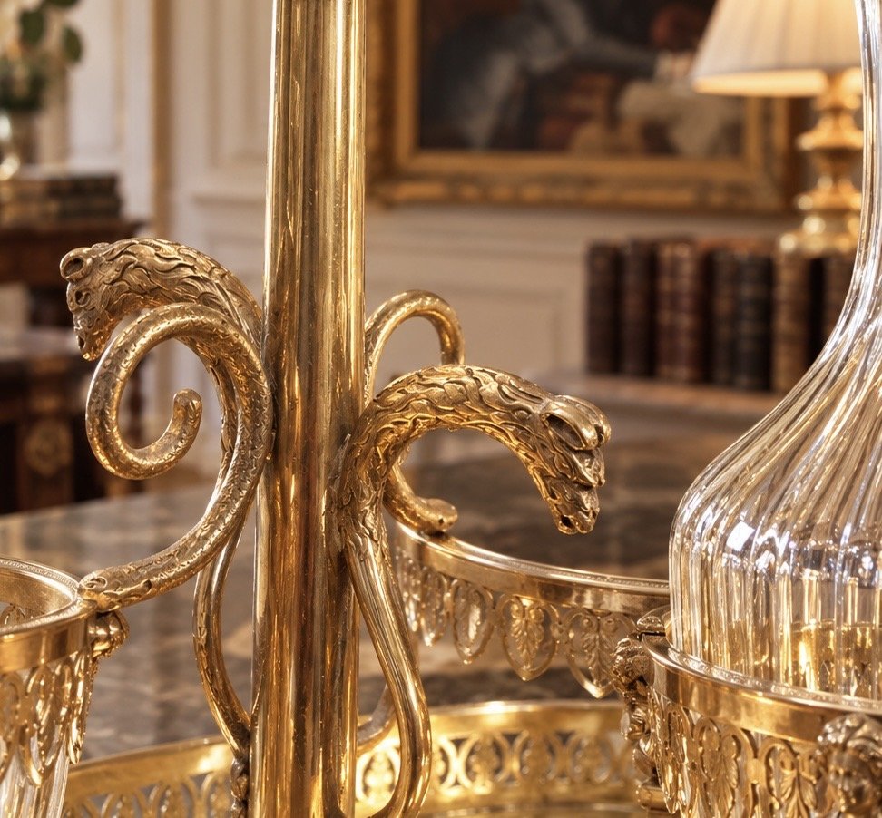 Oliera neoclassica in argento vermeil e cristallo – Francia, XIX secolo-photo-2