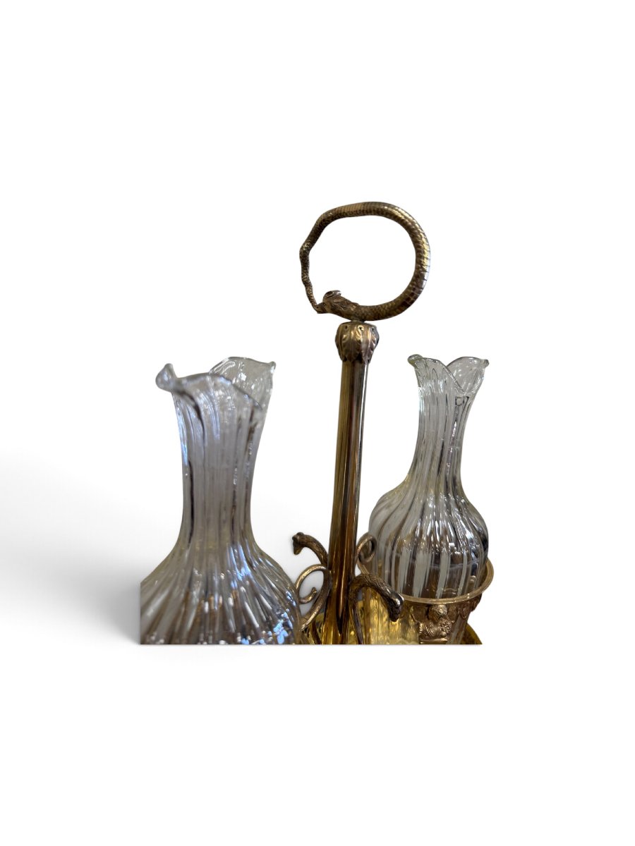 Oliera neoclassica in argento vermeil e cristallo – Francia, XIX secolo-photo-3