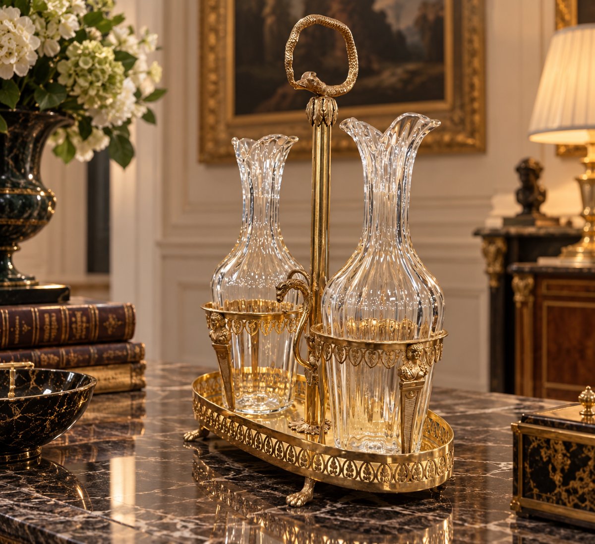 Oliera neoclassica in argento vermeil e cristallo – Francia, XIX secolo-photo-3